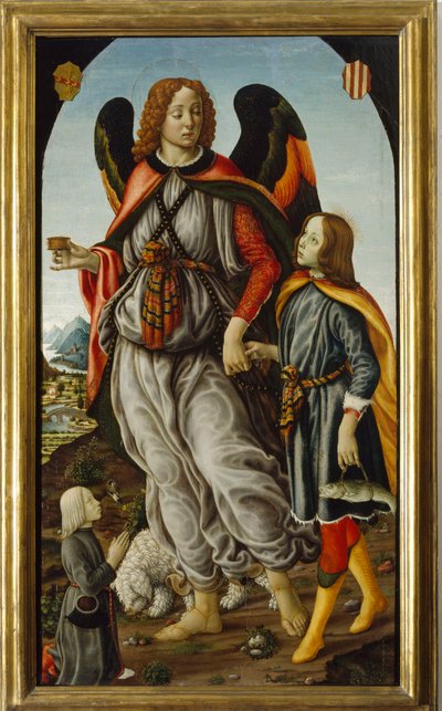 Aartsengel Rafaël met Tobias en een jongeman door Francesco Botticini